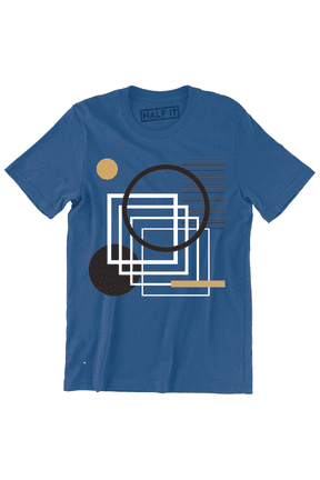 Cool Abstract Geometric Overlapped Squares Lines and Circles Men's T-Shirt