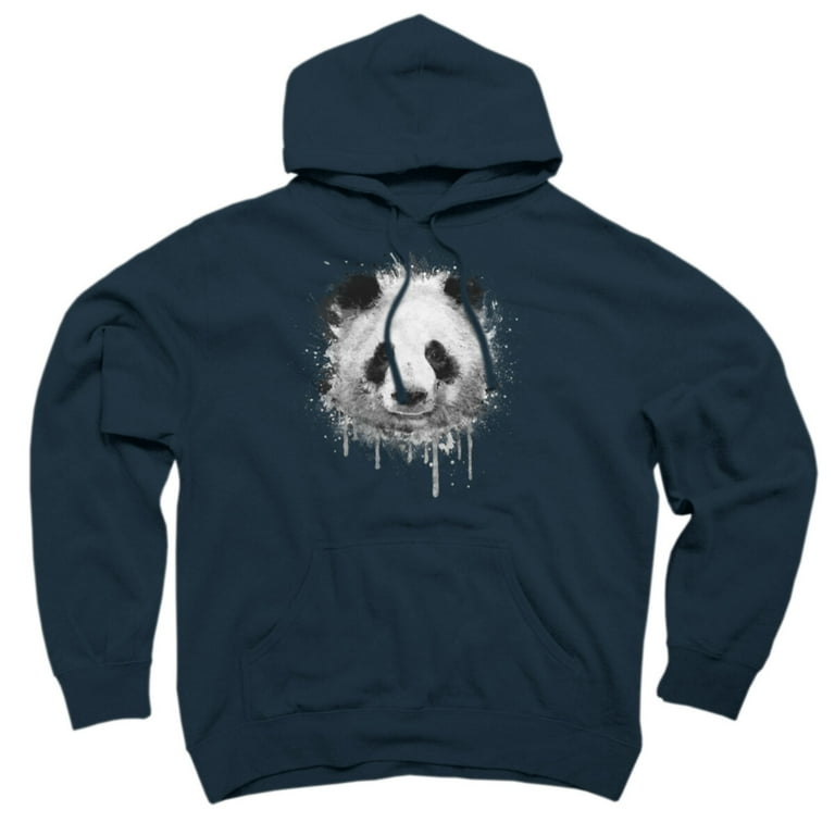 Cool Abstract Graffiti Watercolor Panda Portrait in Black Whit Navy Blue Graphic Pullover Hoodie Design By Humans S Walmart