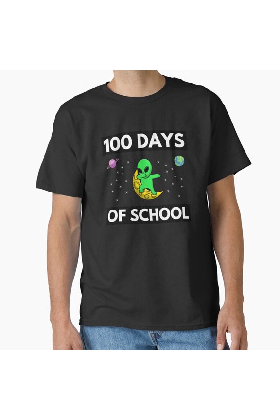 Cool Alien Dabbing Student & Teacher 100th Day Commemoration Tee Unisex T-Shirt, up to Size 5XL