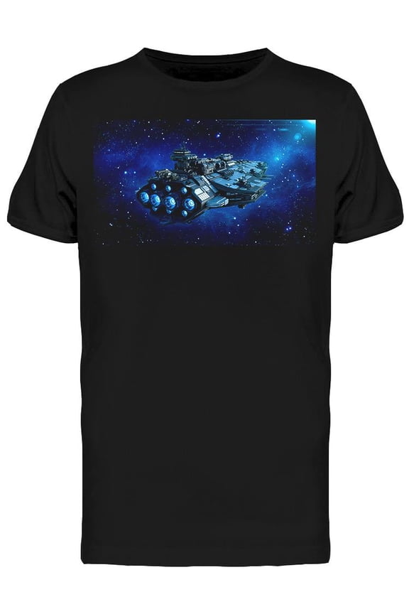 Cool Alien Spaceship In Space T-Shirt Men -Image by Shutterstock, Male Large