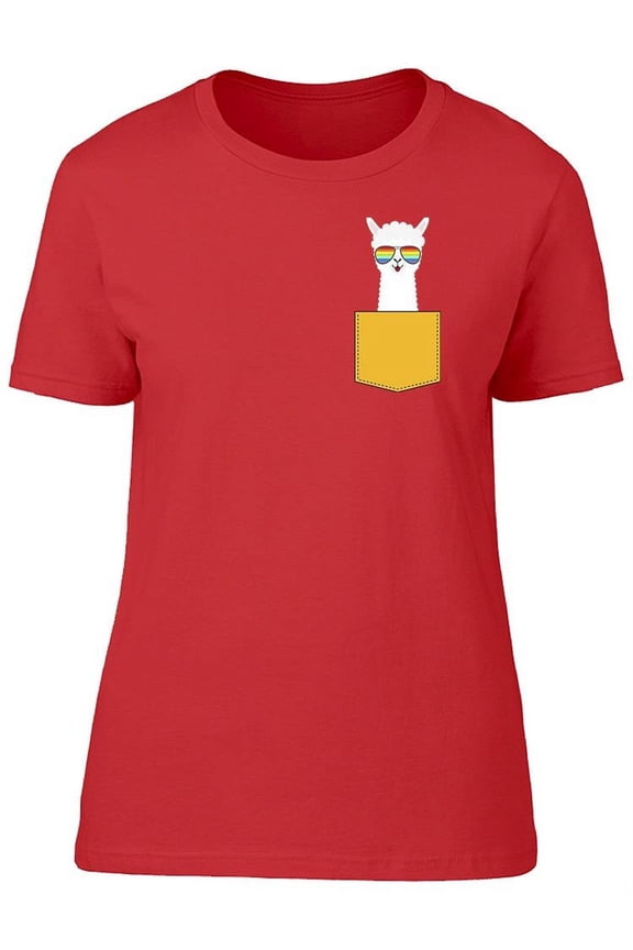 Cool Alpaca Face In The Pocket T-Shirt Women -Image by Shutterstock, Female Small