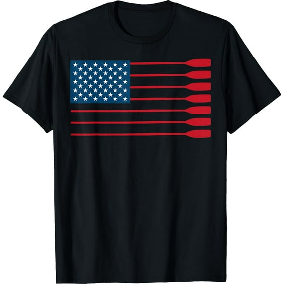 Cool American Flag Rowing Oar Funny Paddle Lover Rowers T-Shirt