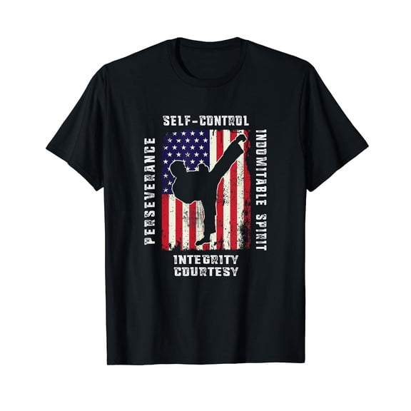 Cool American Flag Taekwondo Gift | Tae Kwon Do Martial Arts T-Shirt