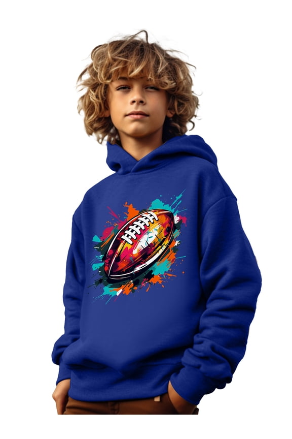 Cool American Football Print Boys Long Sleeve Hoodie, Stay Stylish And Cozy Sweatshirt - Perfect Spring Fall Winter Essential For Your Little Fashionista!