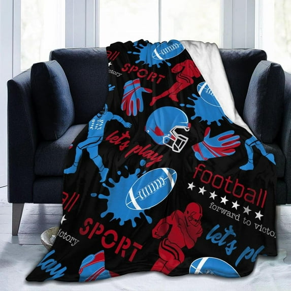 Cool American Football Theme Throw Blanket Soft Bed Bedding Warm Cozy Plush Flannel Fleece Blankets Gifts for Boys Teens Men, Sofa Couch Bedroom Home Decor, 80"x60"