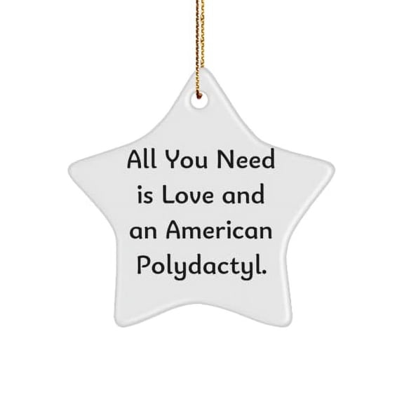 Cool American Polydactyl Cat Star Ornament, All You Need is Love and an American Polydactyl., Brilliant for Cat Lovers, Holiday