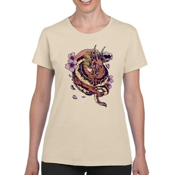 Cool Ancient Red Dragon T-Shirt Women -Smartprints Designs, Female Large