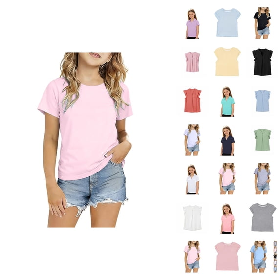 Cool And Comfortable Ice Silk Girls Top Breathable Lightweight Basic Tee For Big Kids And Tweens Casual Wear