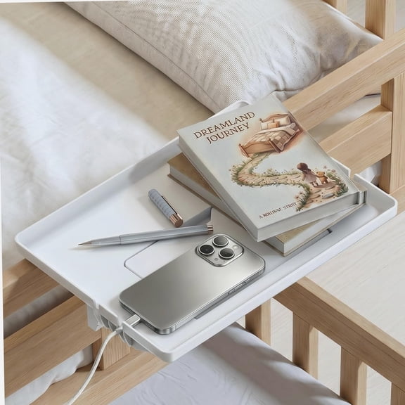 Cool-Angle Bedside Shelf for Bunk Bed College Dorm, 13x9.5 13 X, White