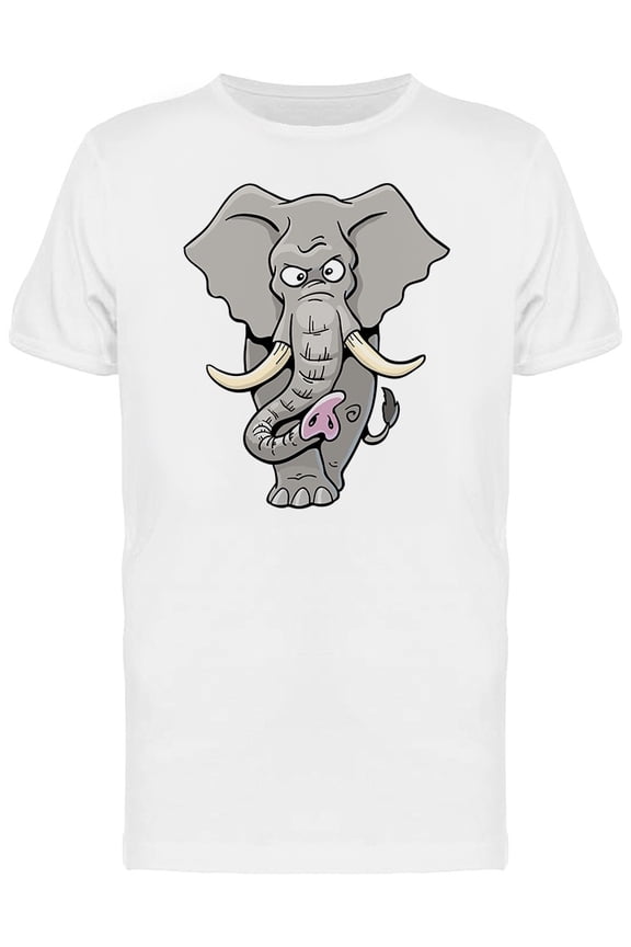 Cool Angry Elephant Cartoon T-Shirt Men -Image by Shutterstock, Male Medium