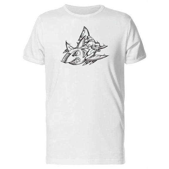 Cool Angry Robot Shark T-Shirt Men -Image by Shutterstock, Male Medium