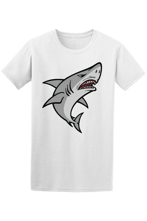 Cool Angry Shark Cartoon T-Shirt Men -Image by Shutterstock, Male x-Large
