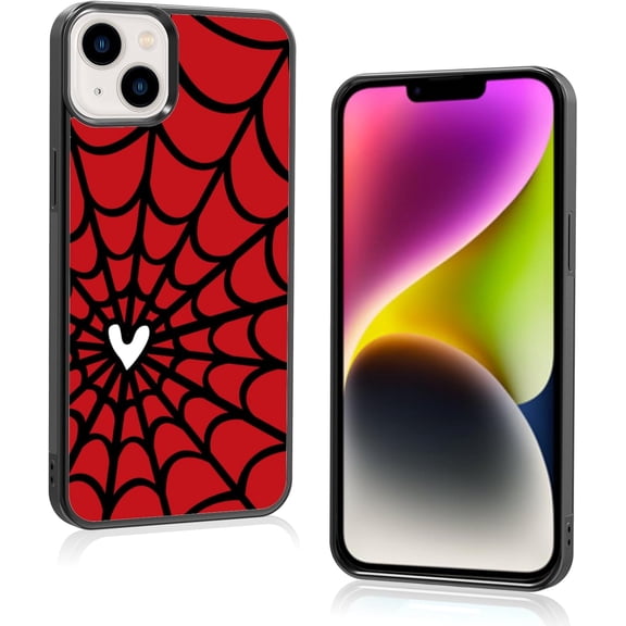 Cool Anime Phone Case for iPhone 14 Plus Trendy Spider Webs Pattern Design Phone Case