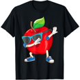 thumbnail image 1 of Cool Apple Art Graphic Tee for Men, Pattern printing，T-Shirt for Apple Picking & Apple Lovers，Crew neck，Funny，cotton，black，S-5XL, 1 of 5