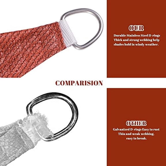 Cool Area Sun Shade Sail 8x10x12.8 FT Right Triangle for Patio Outdoor, Terra (Custom Size)