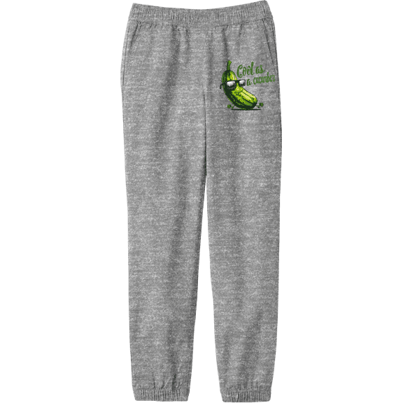 Cool As A Cucumber Humor Youth Heather Gray Jogger Pants-Large