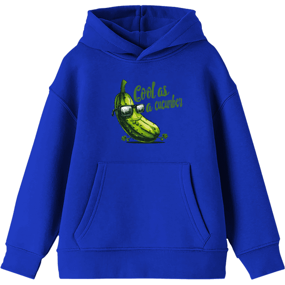 Cool As A Cucumber Humor Youth Royal Blue Long Sleeve Hoodie-Large