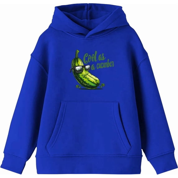 Cool As A Cucumber Humor Youth Royal Blue Long Sleeve Hoodie-XXL