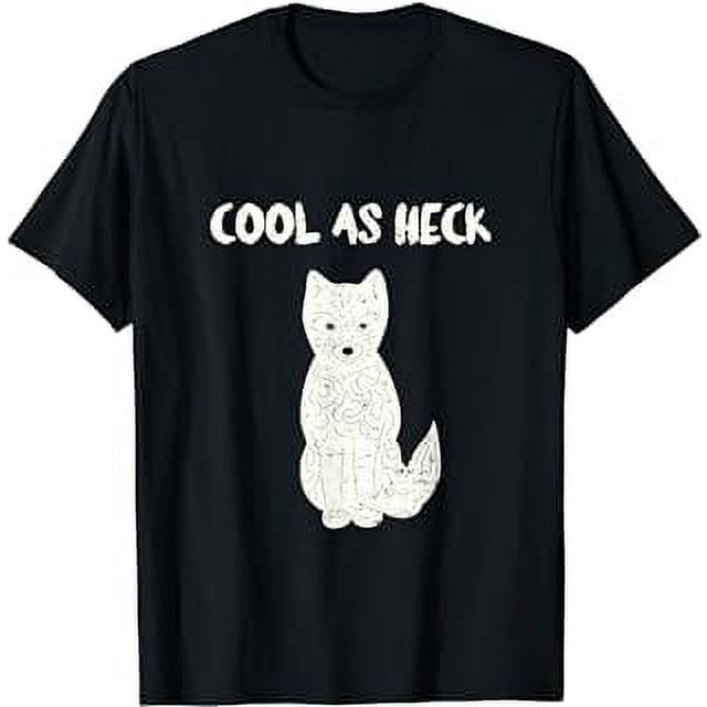 Cool As Heck Cartoon Distressed Style Arctic Fox Graphic T-Shirt ...