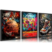 Cool Astronaut Canvas Wall Hieng Universe Space Boy Wall Decor Pictures Funny Whimsical Spaceman Basketball Posters Prints Paintings for Teen Boys Room Living Room Bedroom Decoration