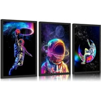 Cool Astronaut Canvas Wall Hieng Universe Space Boy Wall Decor Pictures Funny Whimsical Spaceman Basketball Posters Prints Paintings for Teen Boys Room Living Room Bedroom Decoration