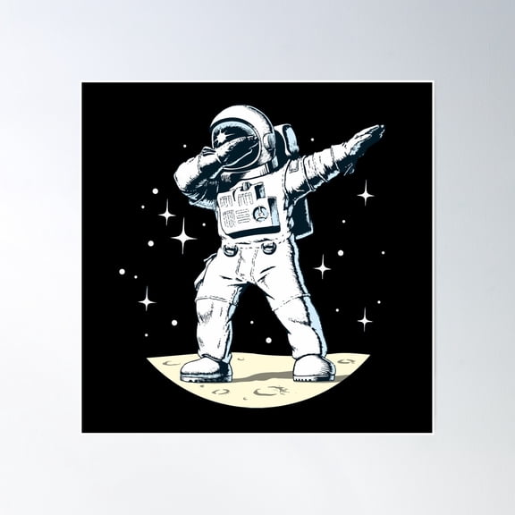 Cool Astronaut Dabbing On The Moon Poster Wall Art, Modern Wall Decor, 30x30 UNFRAMED