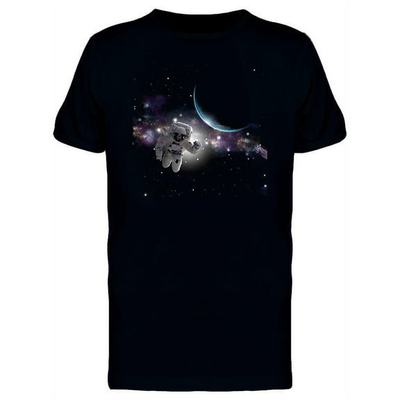 Cool Astronaut, Earth And Galaxy T-Shirt Men -Image by Shutterstock, Male 3X-Large