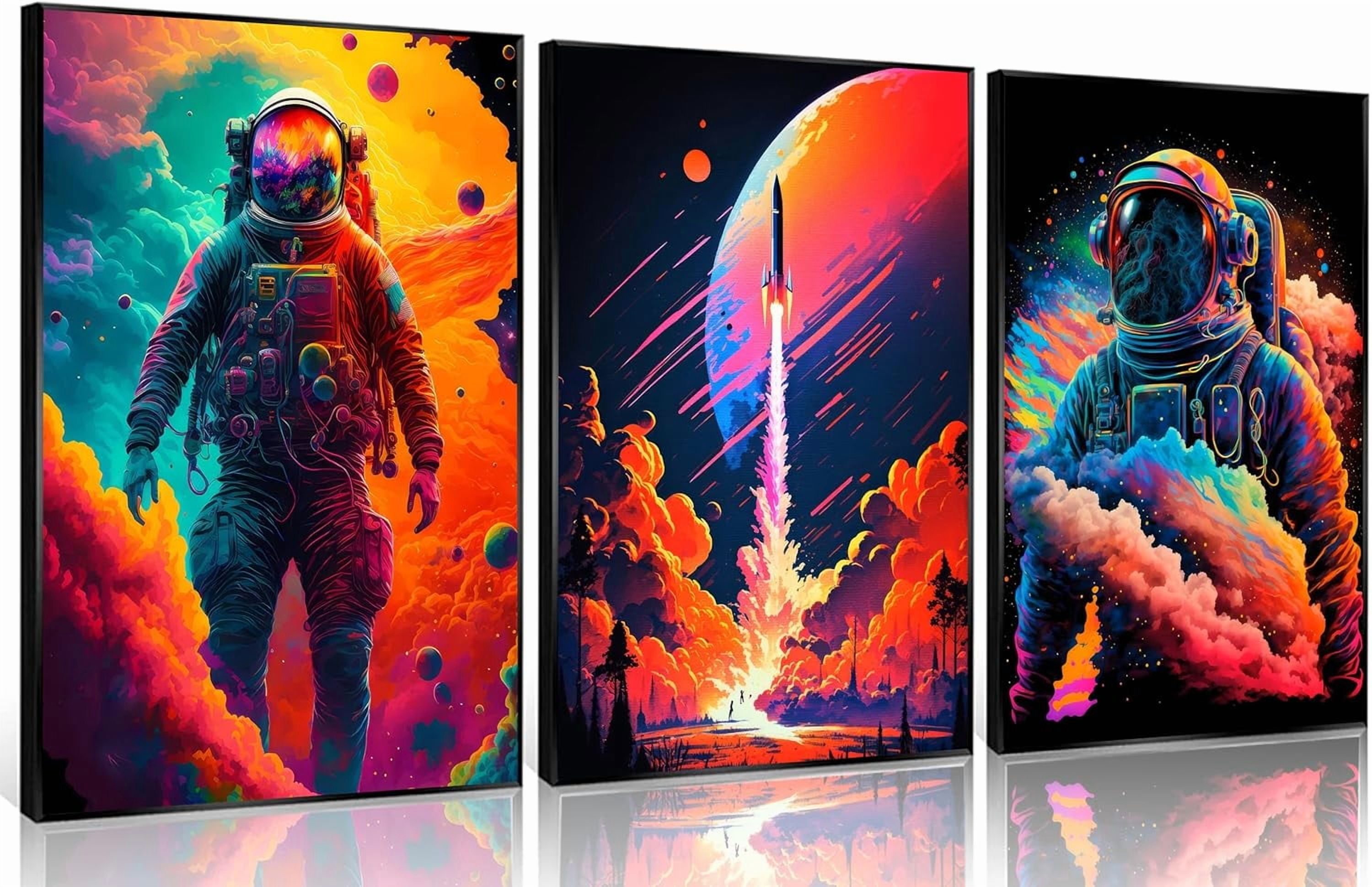 Cool Astronaut Wall Hieng Abstract Colorful Galaxy Spaceman Posters ...
