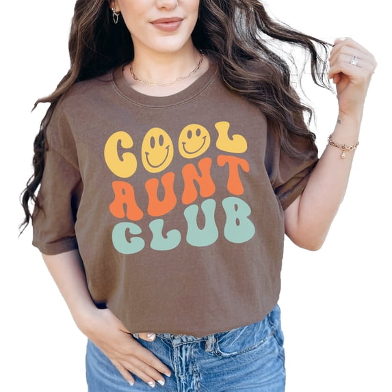 Cool Aunt Club, Association of Aunties Themed, Groovy Retro Wavy Text, Espresso Comfort Colors T-Shirt, 3XL