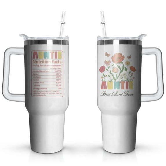 Cool Aunt Club Coffee Tumbler 40Oz, Best Aunt Gifts From Niece Nephew for Birthday, Mothers Day, Presents for First Time & Best Auntie Ever, New Aunty Cup with Handle Straw, Funny Drinking Mug Ideas