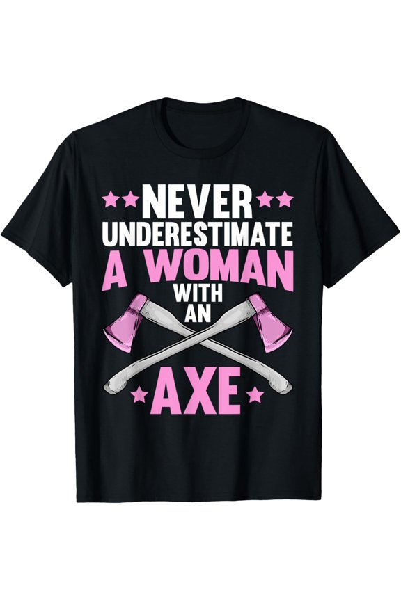 Funny Axe Throwing Design For Women Lumberjack Axe Thrower T-ShirtMen and women, Black T-shirt, size: Extra large