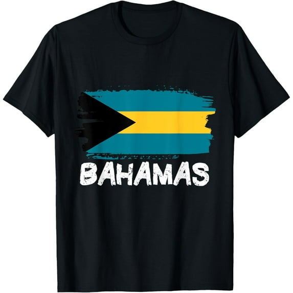 Cool Bahamas Flag T-ShirtMen and women, Black T-shirt, size: Extra large S-4XL