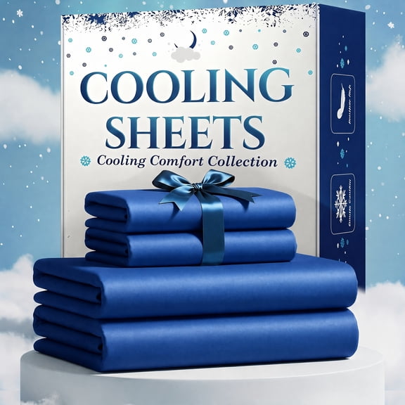 Cool Bamboo Fiber Fitted Sheet Set, Luxury Hotel Ultra Soft Bedding, Wrinkle & Shrink Proof, Silky Smooth Fabric, Breathable Durable, Suitable for All Seasons(Blue,Twin)