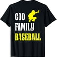 thumbnail image 1 of Cool Baseball Catcher T Shirt God Family Baseball, 1 of 3