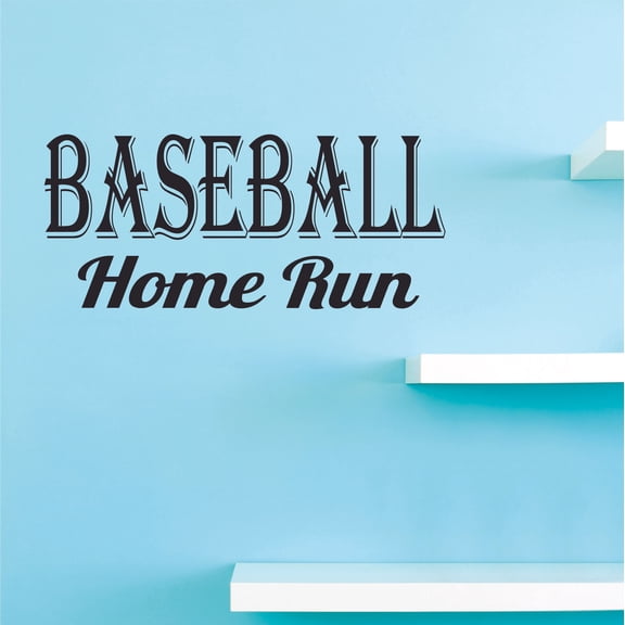 Cool Baseball Home Run Home Wall Art Lettering | DIY Vinyl Decal Sticker for Kids Room | Living Room Decoration 8" x 20"