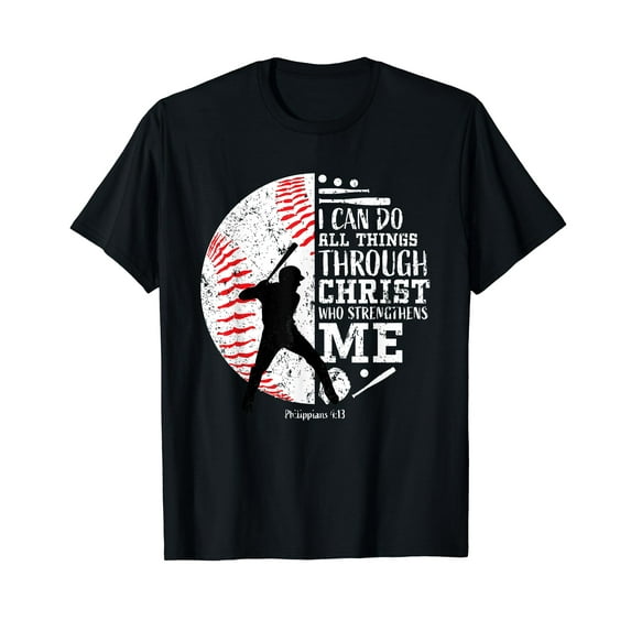 Cool Baseball Player Gifts Boys Kids Christian Bible Verse T-Shirt