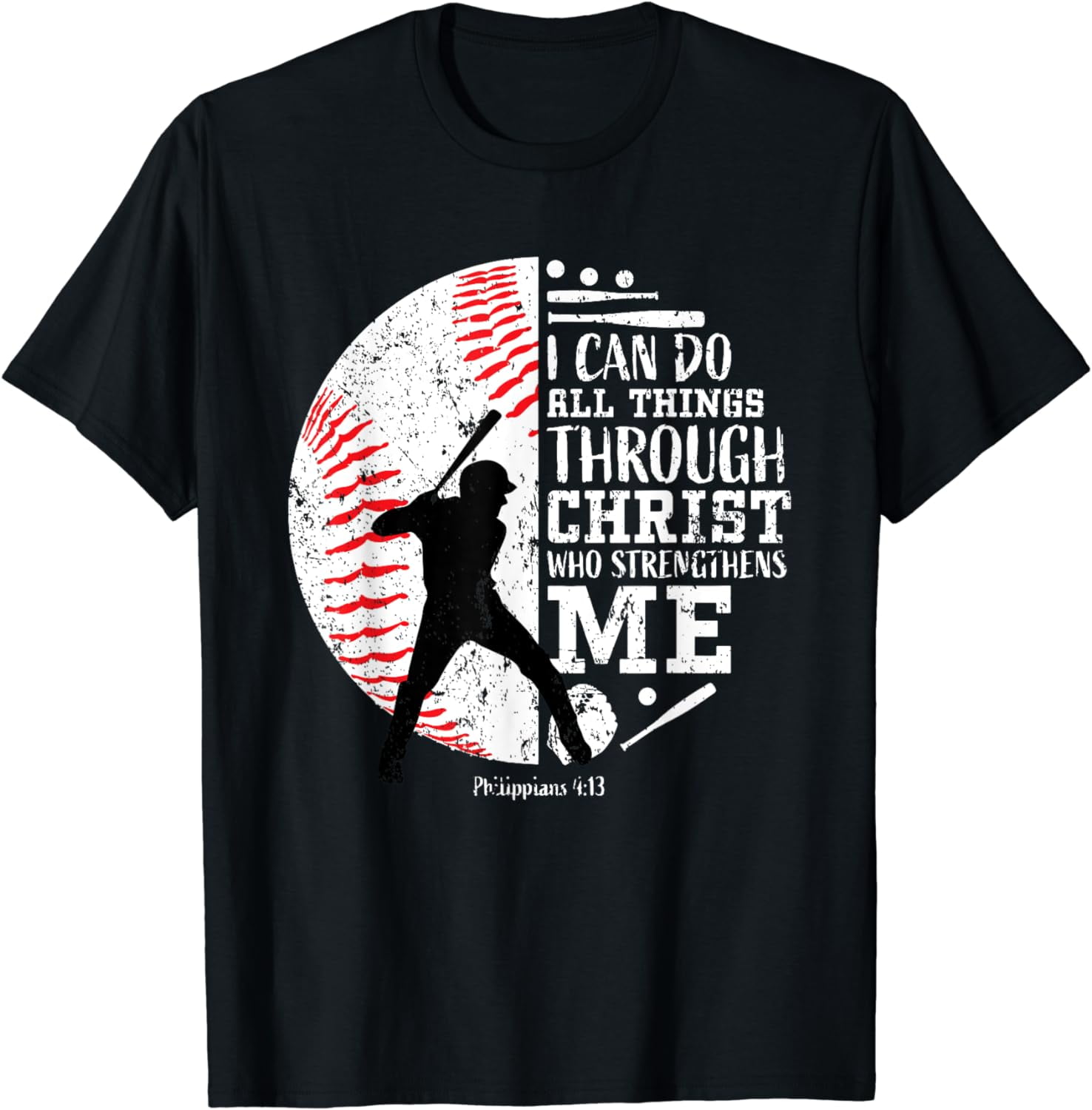 Cool Baseball Player Gifts Boys Kids Christian Bible Verse T-Shirt