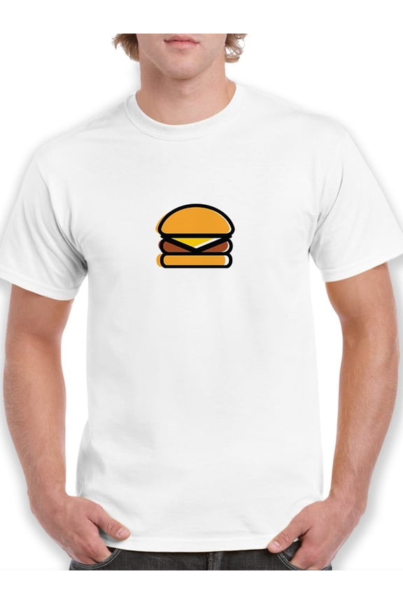 Cool Basic Cheeseburger Food Graphic Men White T-Shirt, Male Large