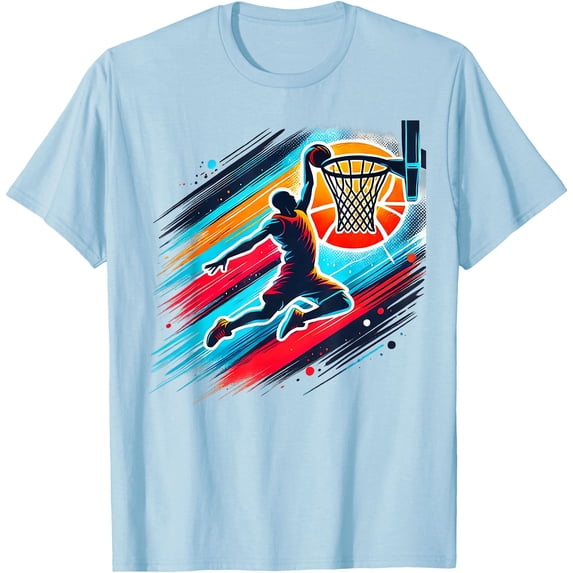 Cool Basketball 10-12 12-14 Gifts Softstyle T-Shirt for Men Women Kids,Light Blue Color,Size XL