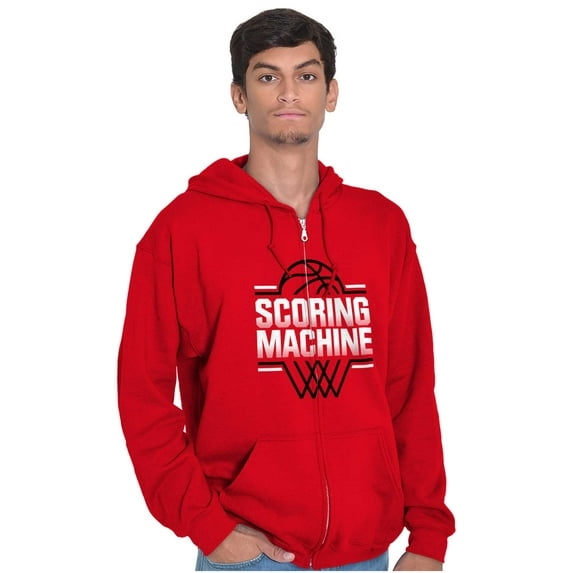 Cool Basketball Scoring Machine Men's Big & Tall Graphic Zip Up Hoodie Brisco Brands 2X