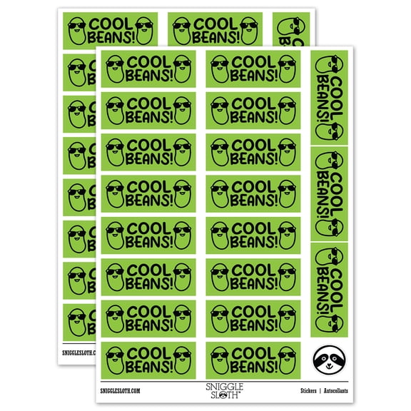 Cool Beans Teacher Student School Sticker Set - Light Green - Gloss Finish - 2.00" Large