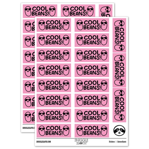 Cool Beans Teacher Student School Sticker Set - Light Pink - Matte Finish - 2.00" Large