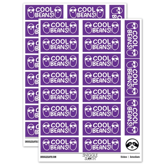 Cool Beans Teacher Student School Sticker Set - Purple - Gloss Finish - 2.00" Large