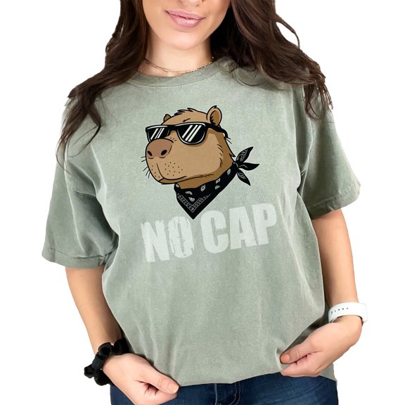 Cool Bear Graphic TShirt, No Cap Bear Tee, Funny Animal Shirt, Trendy Streetwear Top, Cute Bear in Sunglasses, Casual Summer Tee, Moss Comfort Colors T-Shirt, Medium