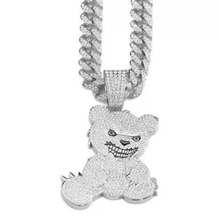 Cool Bear Pendant Necklace for Men Cuban Link Chain Gold/Silver Plated Chain Neckchain Hip Hop Party Jewelry