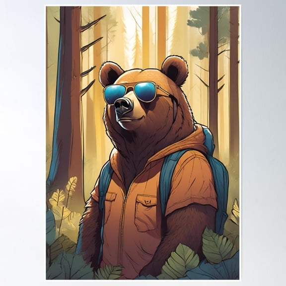 Cool Bear Poster Wall Art, Modern Wall Decor, 12x18 UNFRAMED
