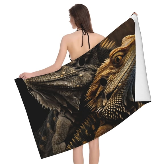 Cool Bearded Dragon Lizards Beach Bath Towel Gym Spa Shower Towels Pool Soft 32" X 52" for Men Women