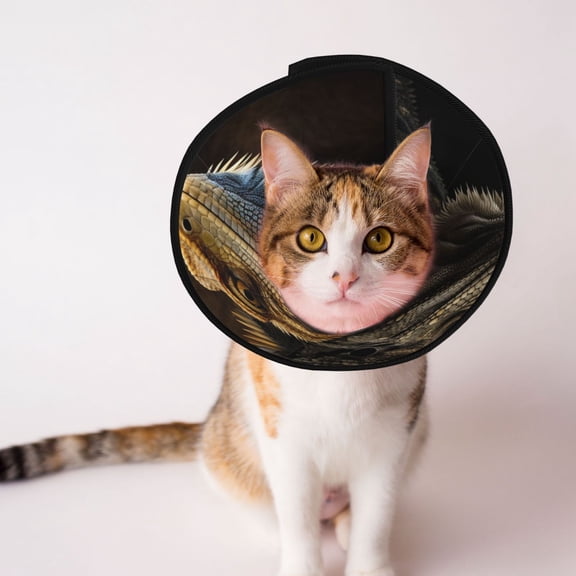 Cool Bearded Dragon Lizards Soft Pet Recovery Collar for Cats Small Dogs, Protective Elizabeth Collar for Post-Surgery, Anti-Lick & Anti-Scratch