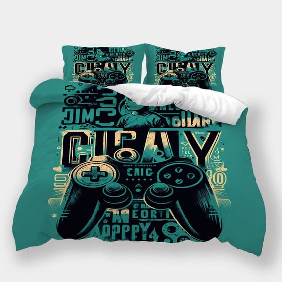 Cool Bedroom Decor Gamepad Printed Comforter Cover Pillowcase Teen Adult Fashion Bed Set,California King (98"x104")