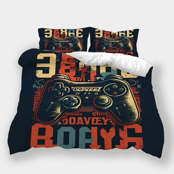 Cool Bedroom Decor Gamepad Printed Comforter Cover Pillowcase Teen Adult Fashion Bed Set,Full (80"x90")